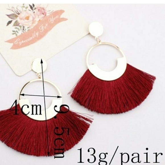 NEW Boho Long Tassels Earrings Gold Blue - Picture 3 of 7